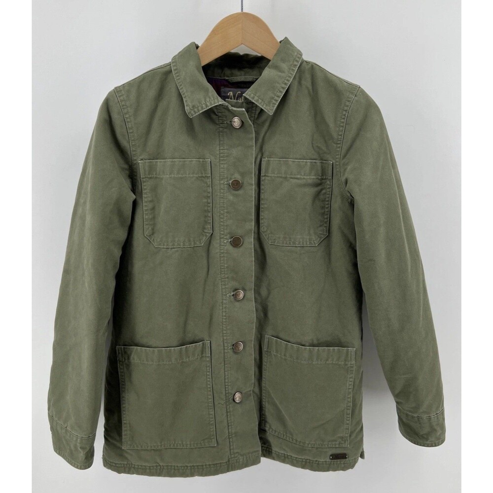 Natural Reflections Green Canvas Utility Jacket Quilted Flannel Lined Coat Small